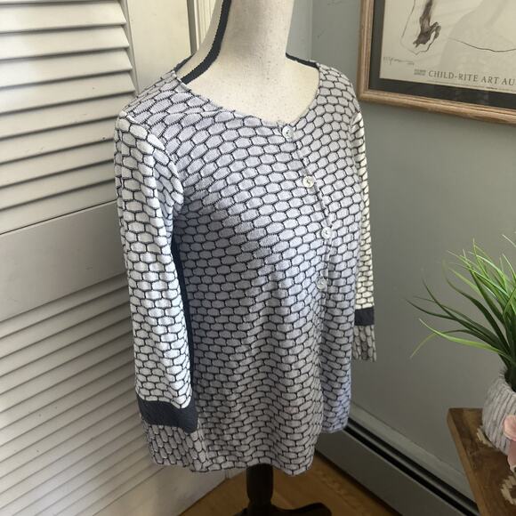 MARGARET WINTERS Sweater Small Cardigan Gray Geometric Lagenlook Artsy Fall - Picture 3 of 10